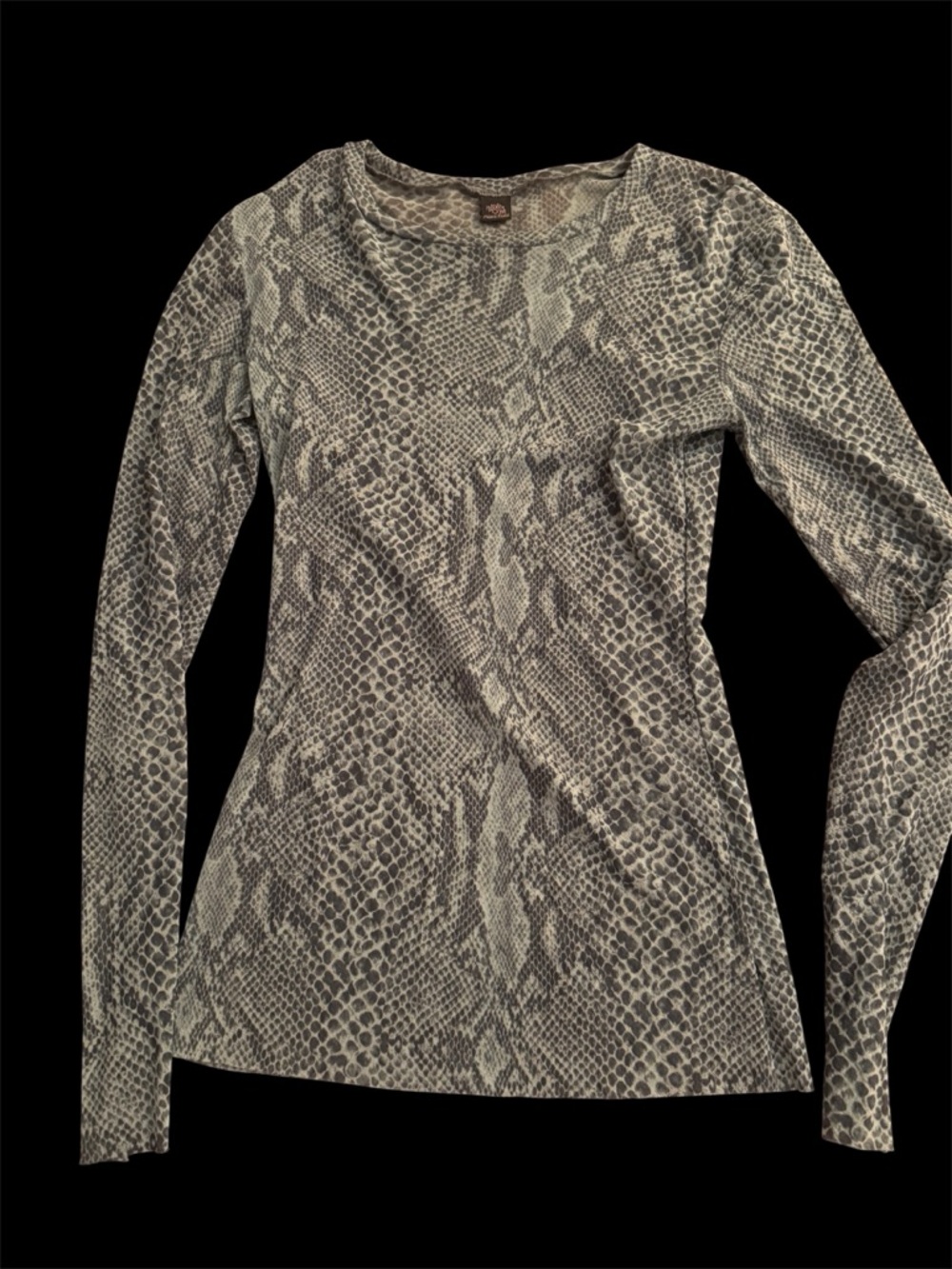 Only Hearts N.Y.C. Snake-Print Long Sleeve Top in Gray and Cream